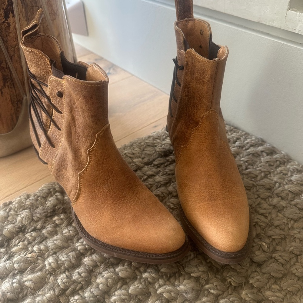 Awesome Unique Tan Leather Ankle Boots 30% off